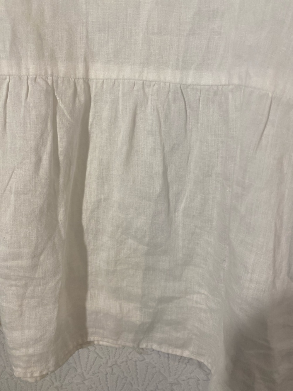 Pure Jill Lightweight White Linen Tunic Top - Relaxed Peplum Style - Picture 3 of 6